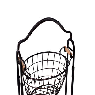 mDesign Vertical Standing Storage Basket Stand with 3 Baskets - White/Tan