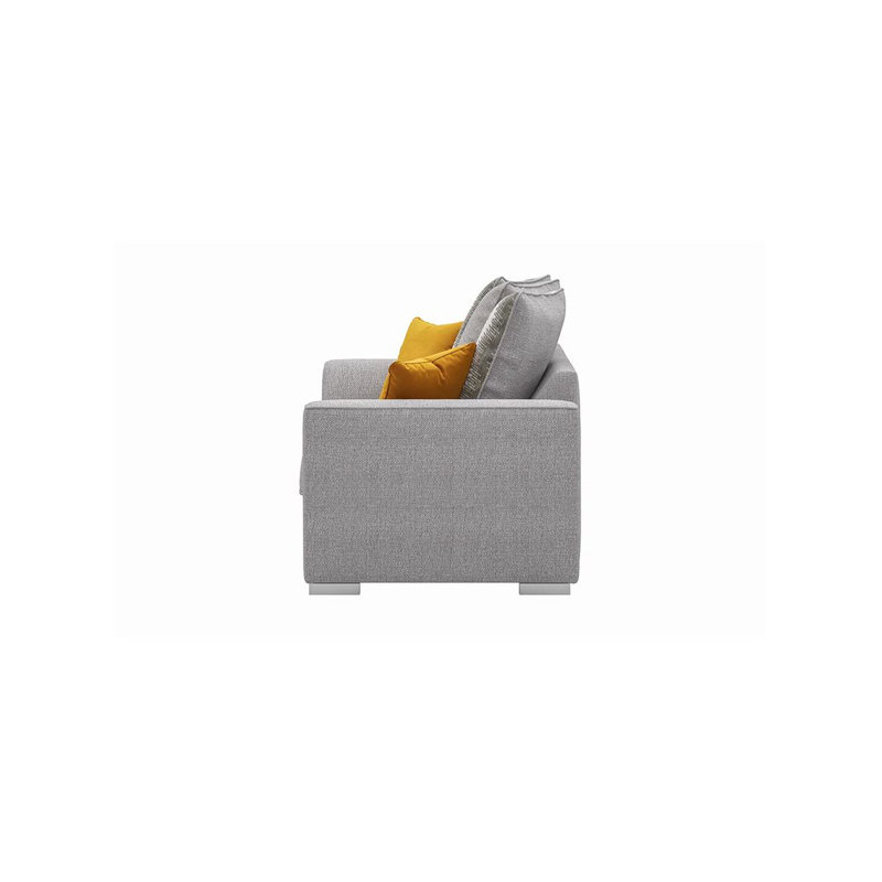 Bailor 2 Seater Fabric Sofa & Chaise, Light Grey, Yellow Fabric