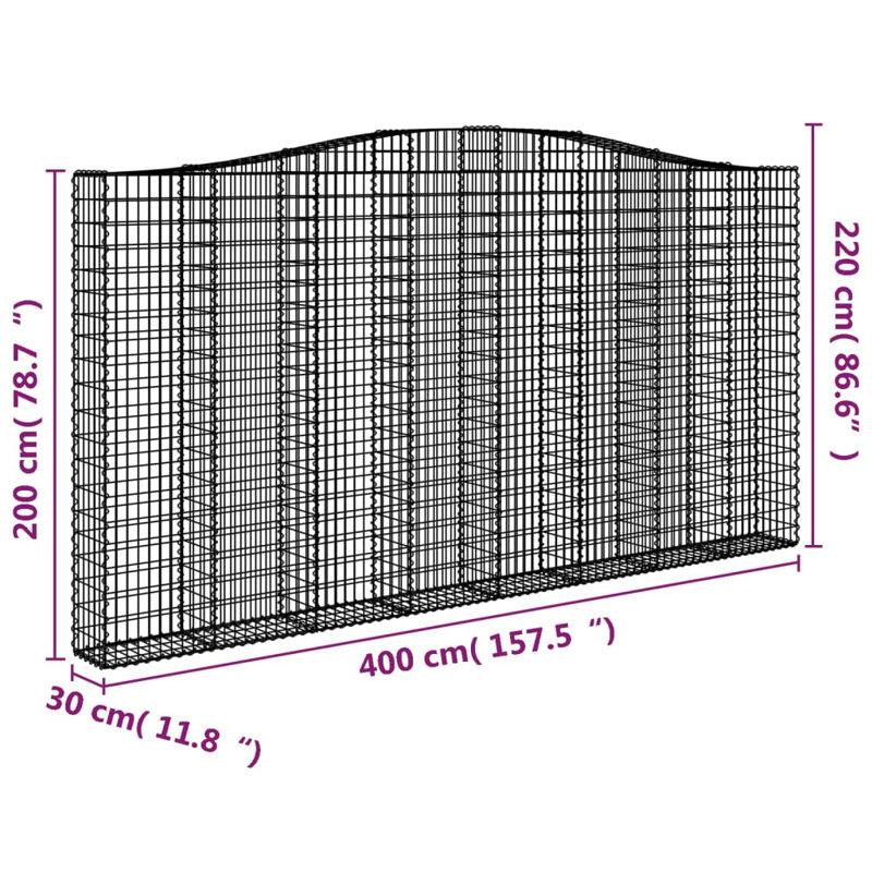 Galvanised Iron Border Fencing, 220cm H x 400cm W x 30cm D