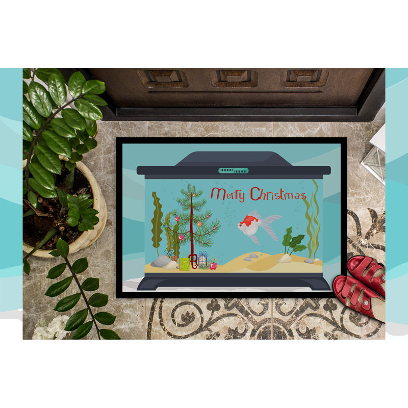 Tapis d'entrée antidérapant Insta, Poisson rouge Tamasaba, 18" W x 27" L