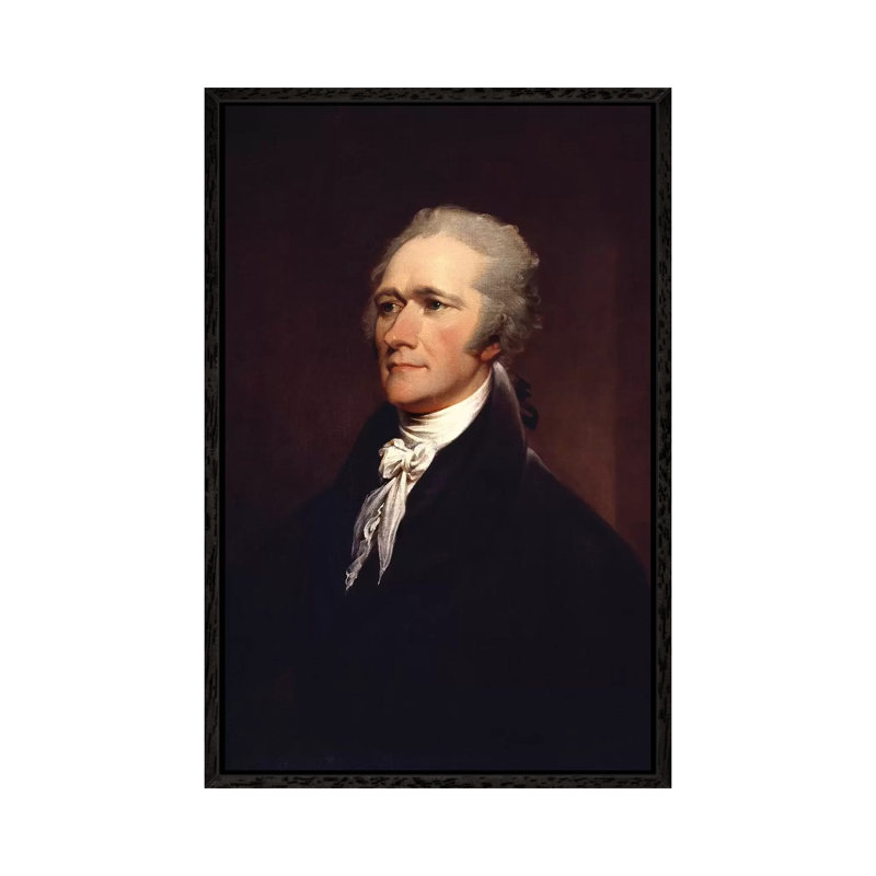 Painting Of Founding Father Alexander Hamilton by John Parrot - Print on Canvas, Black Framed, 66.04 cm H x 45.72 cm W