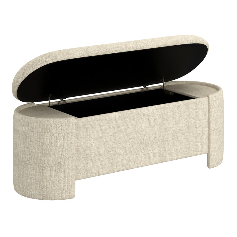 Mid Century Modern Storage Ottoman, Faux Fur