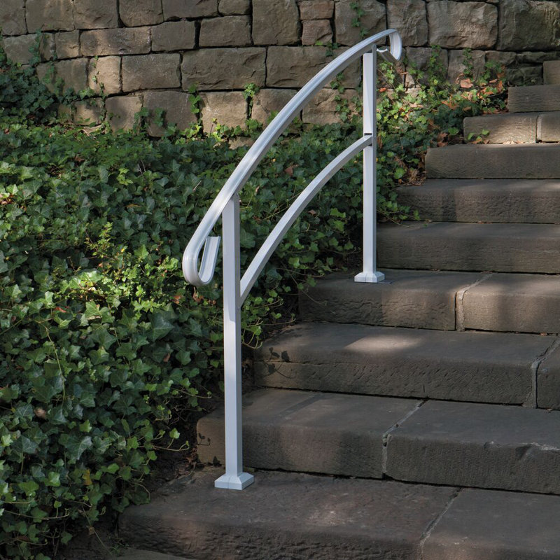White Aluminum 4-Step Handrail Kit for Stairs and Porches
