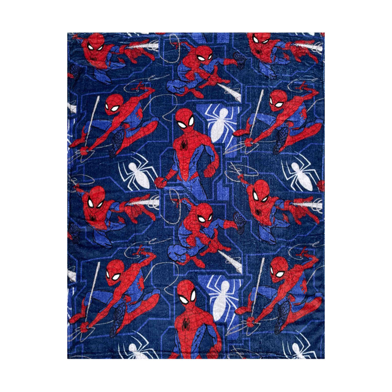 Spiderman Blue Red Soft Silk Touch Throw Sofa Picnic Blanket - 40" X 50"