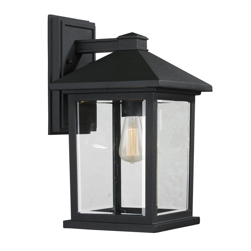 Lanterne murale d'extérieur noire à une ampoule Lovette, H 14 po x l 8 po x P 9,13 po