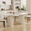 Table de salle à manger ovale moderne 71 "pour 6 personnes Jamani, plateau en pierre frittée blanc brillant, pieds en bois stables