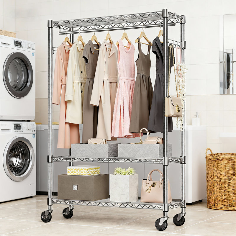 Support à vêtements robuste sur roulettes avec capacité de 1050Lb