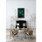 Round Aluminum Side Table with Silver Branch Design and Gold Bird Accents