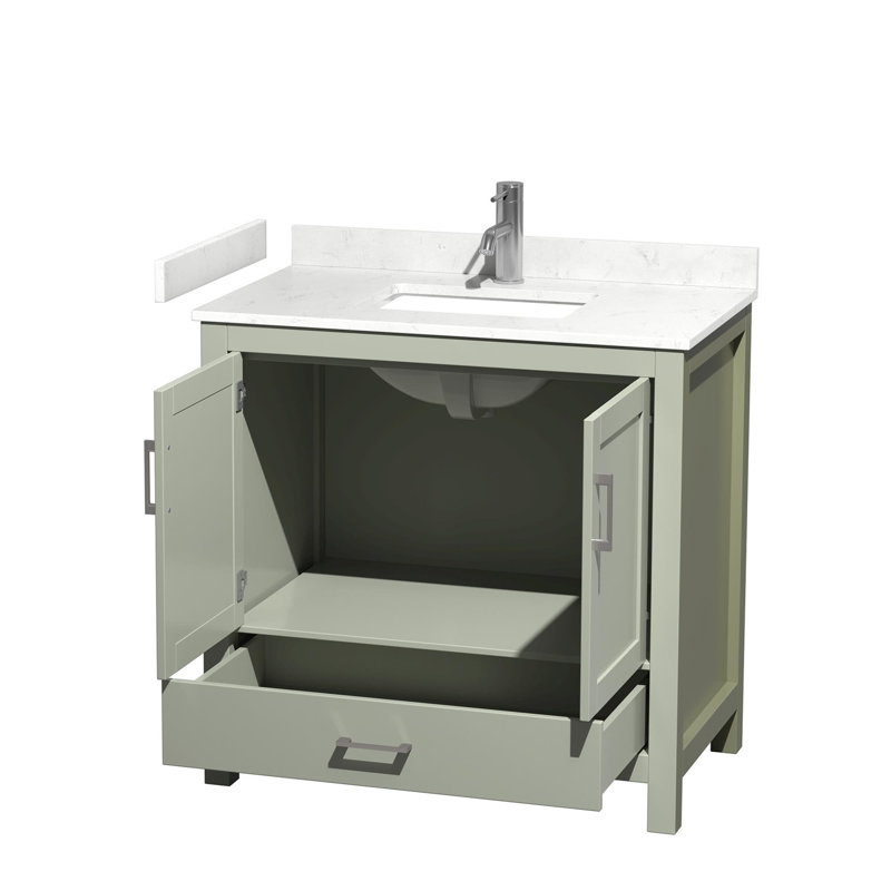 Sheffield 30" No Mirror Bathroom Vanity Set, White Cultured Marble, Dark Gray, 36"