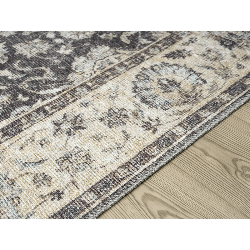 Remington Washable Charcoal Area Rug, Rectangle 3'11" x 5'3"