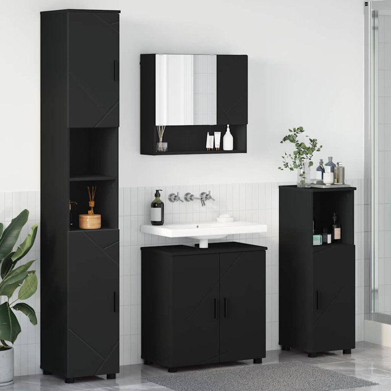 Bathroom Storage Furniture Set, Black