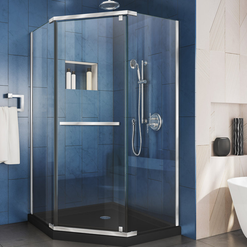 Cabine de douche à pivot néo-angle 42 "x 74,75" DreamLine Prism, Chrome, Noir