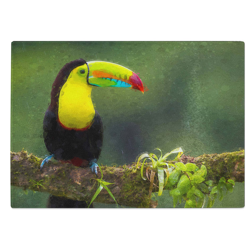 Tempered Glass Resting Toucan Chopping Board, 39 cm W x 28.5 cm L