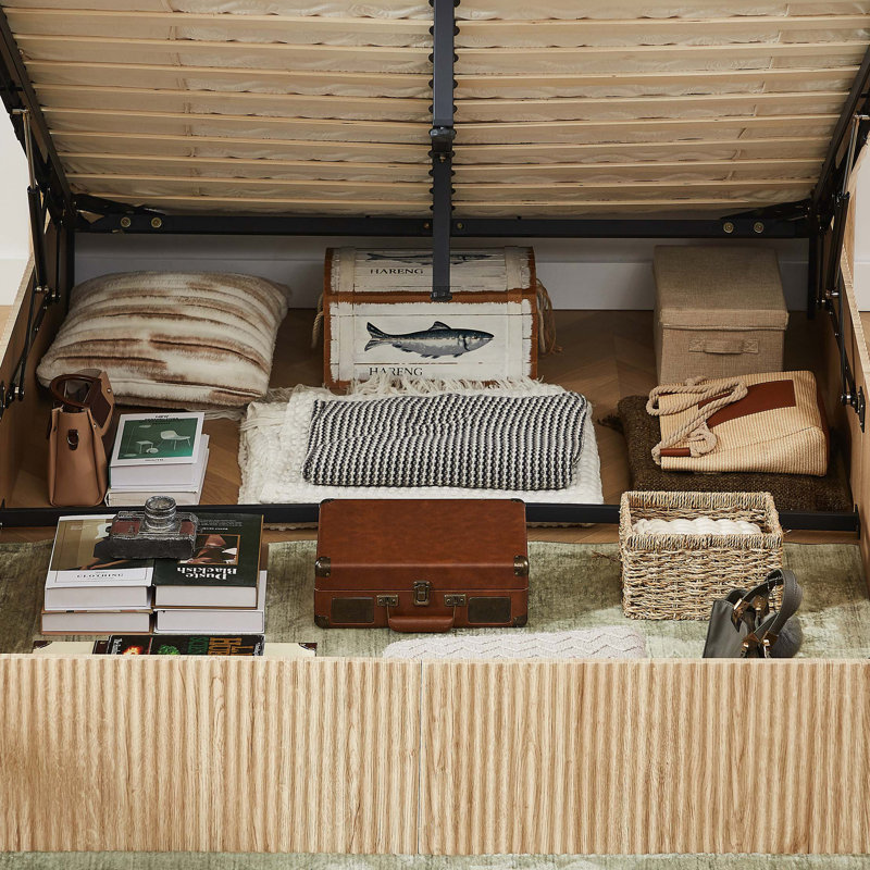 Queen Size Lift Up Storage Bed Frame, Oak