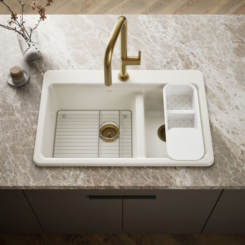Riverby Top-Mount Large/Medium Double-Bowl Kitchen Sink with Accessories and Single Faucet Hole