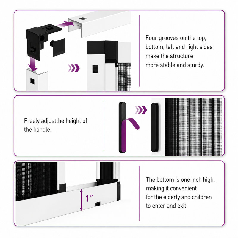 Porte moustiquaire rétractable 81 x 203 cm, cadre en aluminium robuste, conception hydrophobe unique, toile indéchirable, pliable pour porte d'entrée, patio et balcon, anti-insectes, blanche