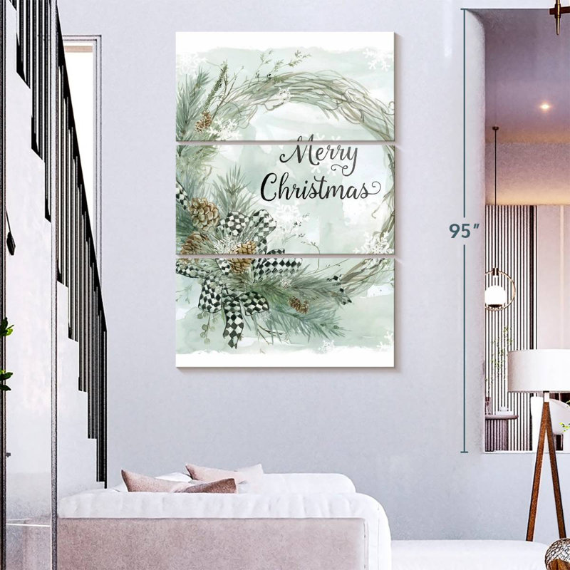 Couronne de pin Lelend Merry Christmas, H 74 po x l 48 po