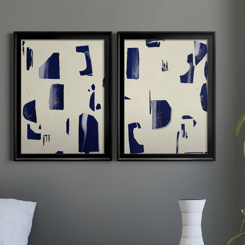 «Fragment Abstraction I», ensemble de 2 peintures sur toile encadrées, Noir, H 37 po x l 24,5 po x P 1 po