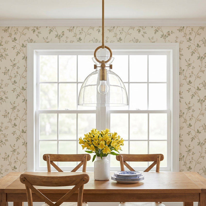 Tinka 1 - Light Single Pendant, Aged Gold, 12.75" H x 10.5" W x 10.5" D, Clear