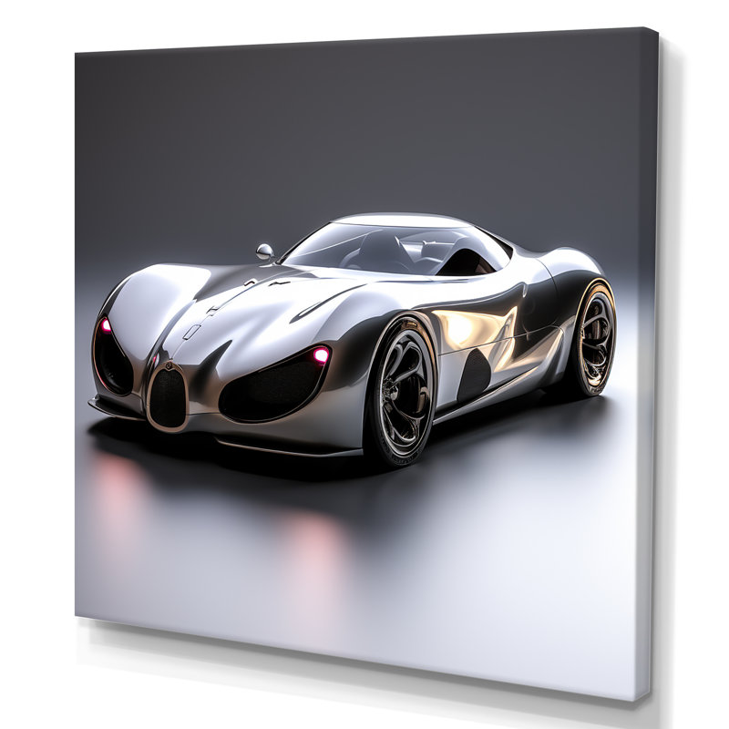 «Silver Italian Italian Car I», art mural voiture exotique, Toile tendue, H 16 po x l 16 po x P 1 po