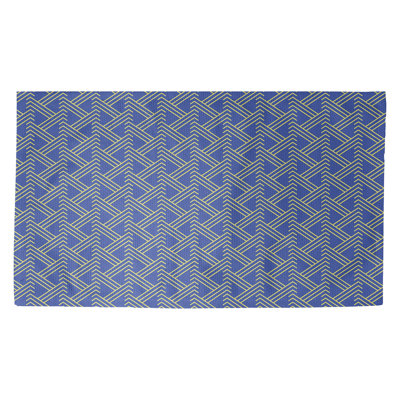 Bleu Tapis décoratif Zig Zag