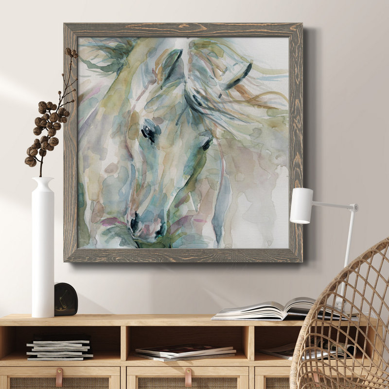 Soft Bay II - peinture sur toile encadrée, H 27,5 po x l 27,5 po x P 1,5 po, Encadré gris
