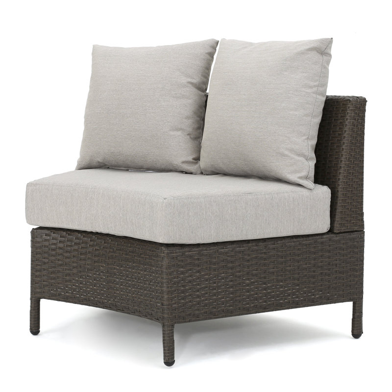 Canapé d'extérieur simple avec coussins imperméables - Fauteuil de patio en rotin PE brun