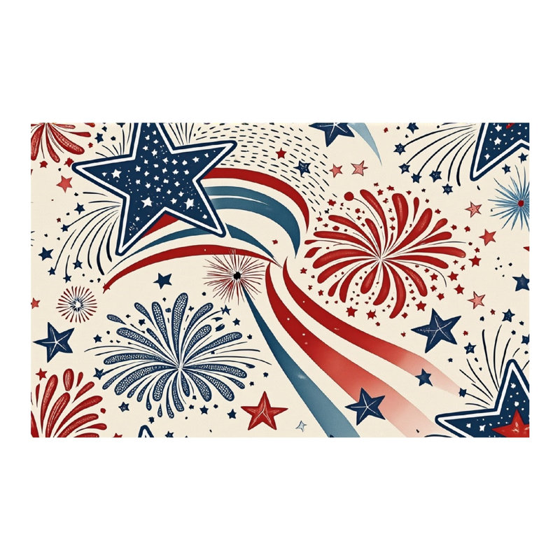 Firework Star Stripe Juneteenth 60" x 120" Scalloped Edge Rectangular Tablecloth