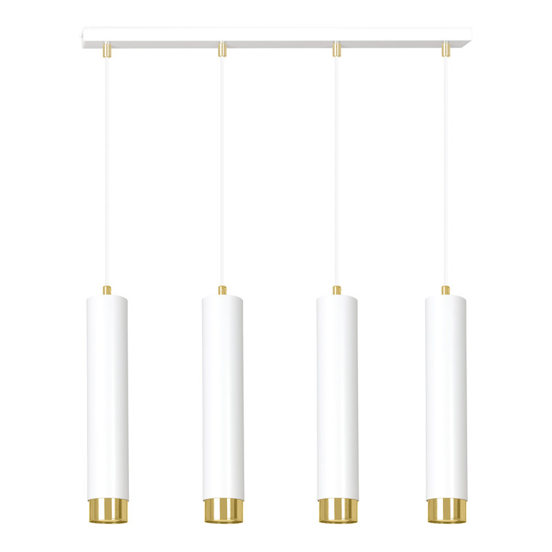 Danbury 4 - Light Cylinder Pendant, White, Gold