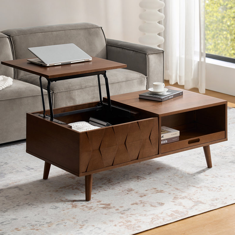 Table basse à plateau relevable Iasiah Doody, Noyer