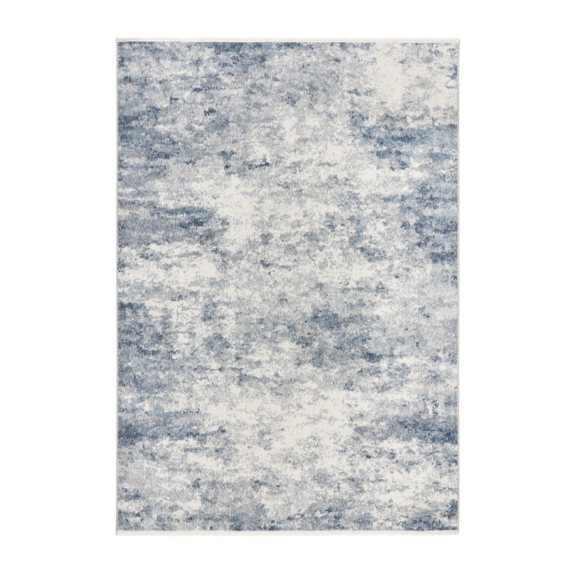 TOWN & COUNTRY EVERYDAY Rein Abstract Cloud Everwash Non-Slip Backing Washable Area Rug Blue/Gray, Rectangle 7'10" x 10'2"