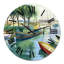 Bateaux au printemps vert - horloge murale traditionnelle-60282140