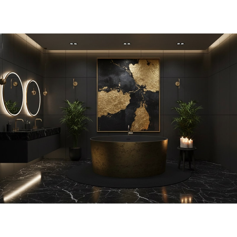 Baignoire autoportante 58,9 po , Laiton / Noir