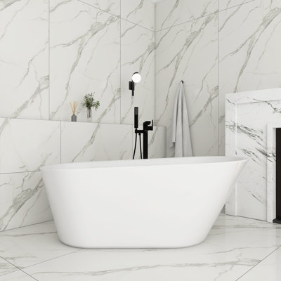 61'' X 30'' Acrylic Freestanding Soaking Bathtub In Glossy White