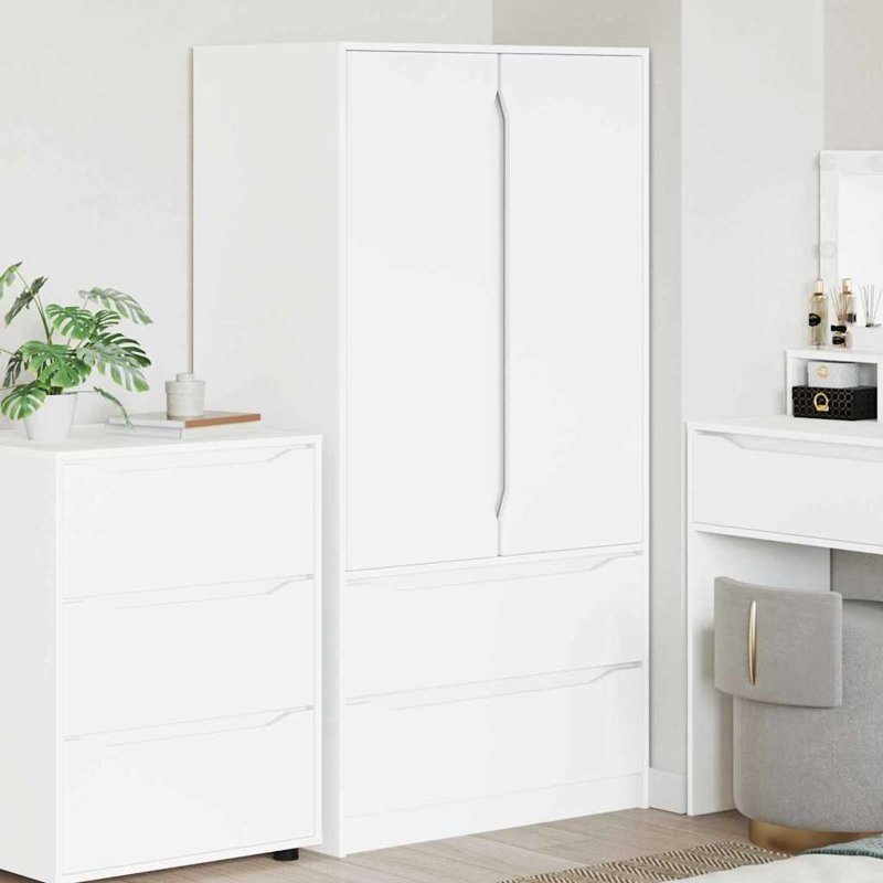 Manufactured Wood Wardrobe, White