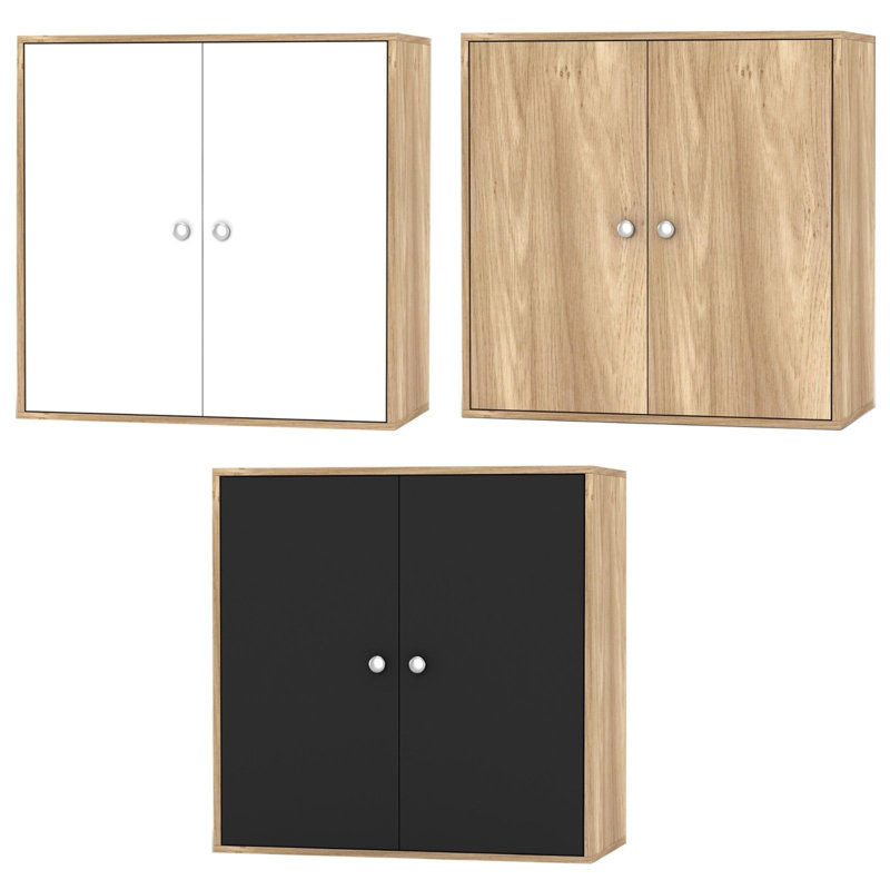 Elyssa 60Cm H x 60Cm W x 30Cm D Wall Cabinet, Oak/Black