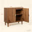 Buffet en bois de noyer avec motif de lignes, armoire de rangement multifonctionnelle pour le salon, l'entrée, le couloir, le bureau et la cuisine