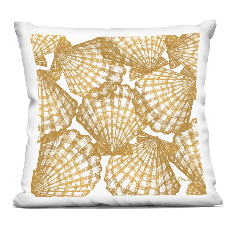 Coussin décoratif à motif de coquillages dorés par Paul Brent, Brun nautique 3