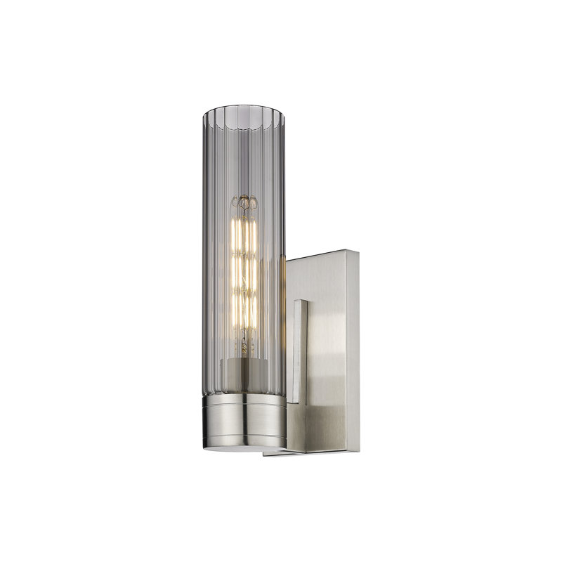 Loreatha Armed Sconce, 12.63" H x 5.5" W x 3.13" D, Plated Smoke, Satin Nickel