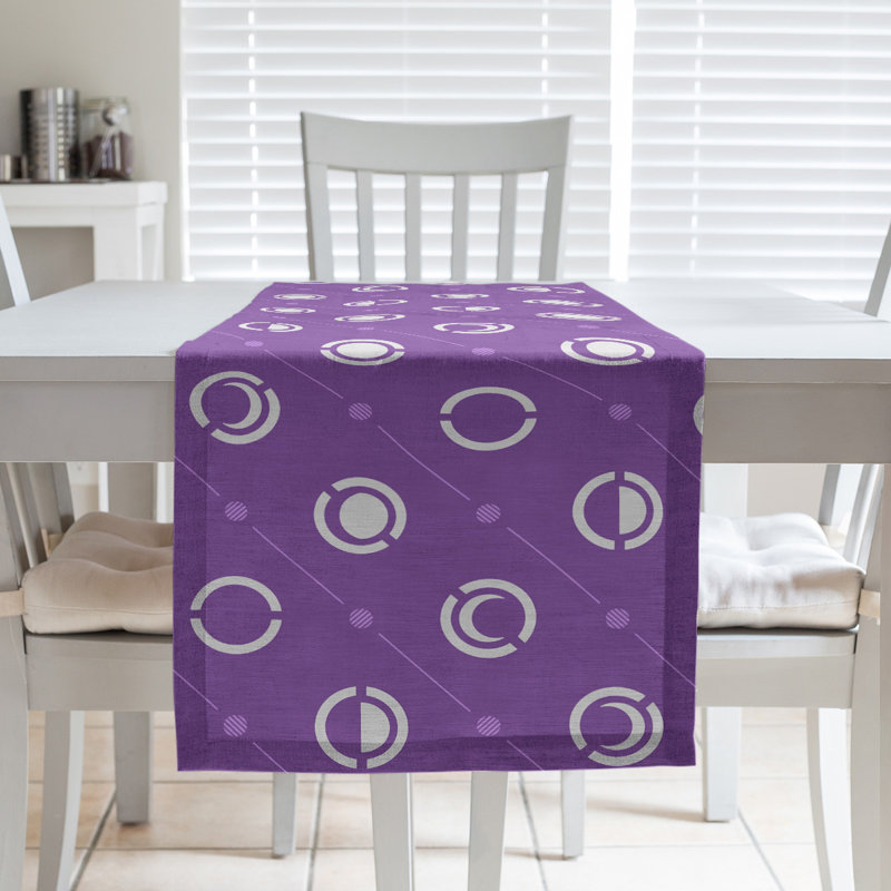 Classic Moon Phases Table Runner, 16" x 90", White/Purple/Gray