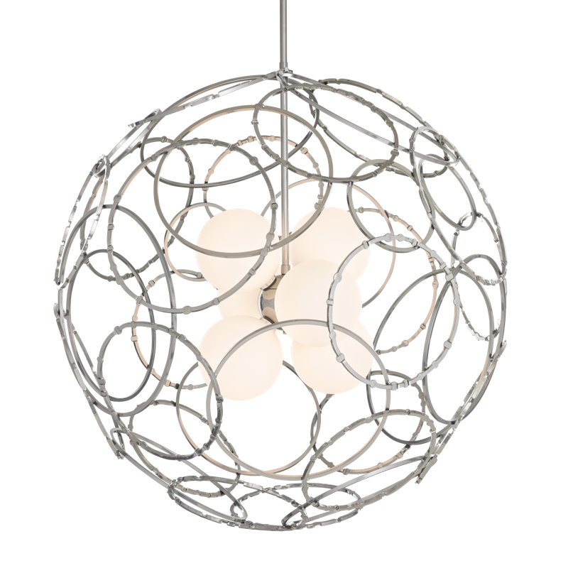 Olympus 6 - Light Unique/Statement Globe Chandelier, Sterling, 54.6" H x 31" W x 31" D