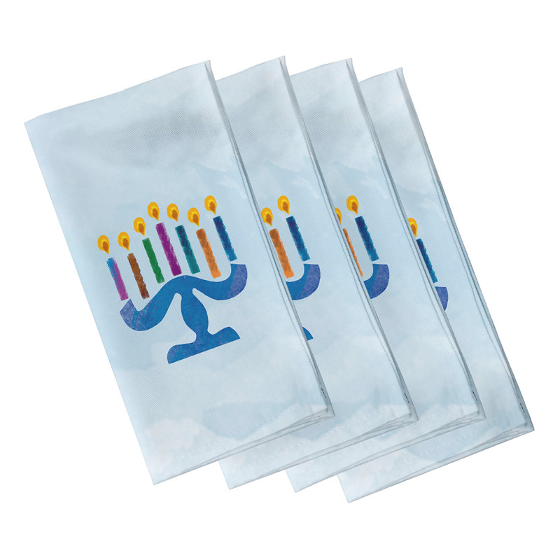 Chuang Painted Menorah Napkins, Blue