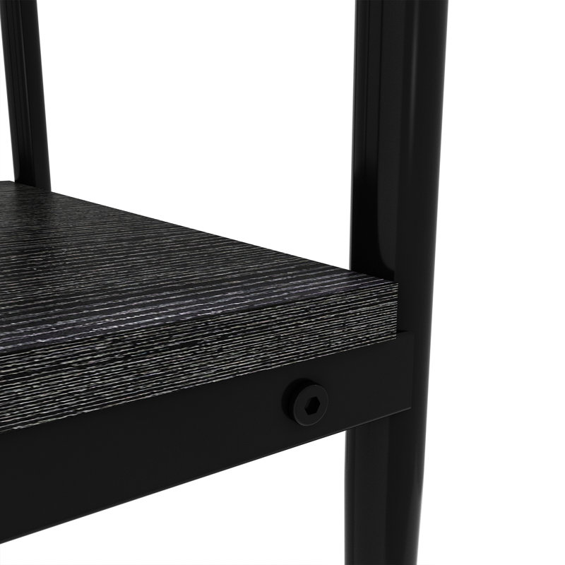 Tables d'appoint en verre trempé avec tablette Finkelstein, Gris, Noir