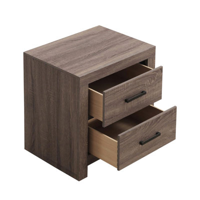 Élégante table de chevet 2 en chêne avec poignées de tiroir de couleur 2 tiroirs