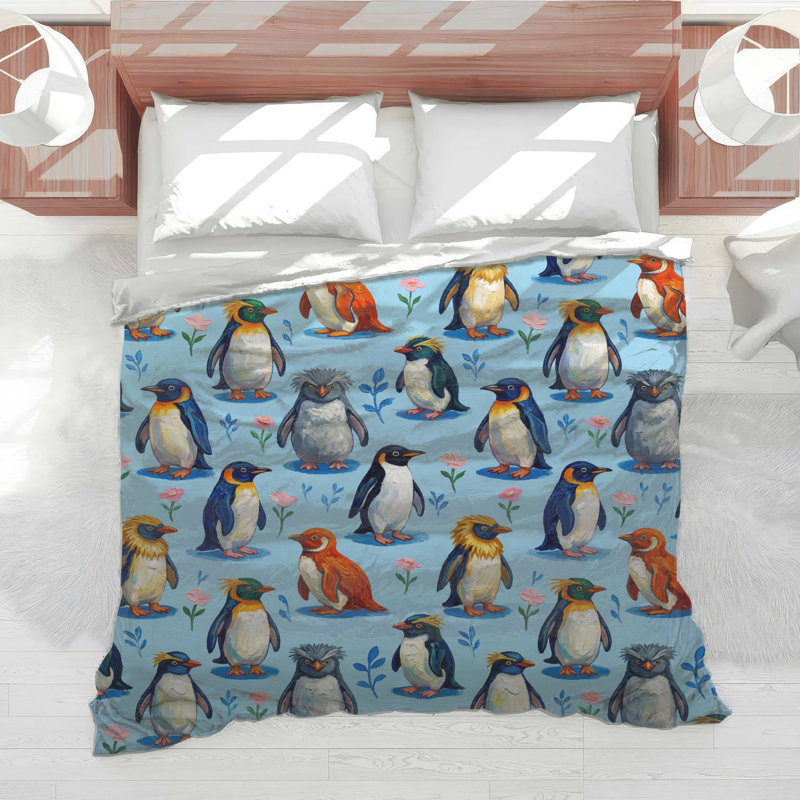 Édredon coloré Illustration de pingouin, Queen
