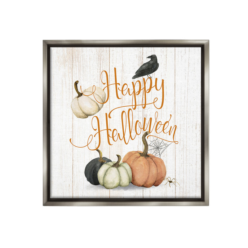 «Rustic Happy Halloween» par Deane Beesley sur, H 18 po x l 18 po, Cadre flottant gris lustré