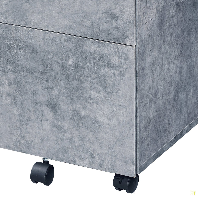 Meuble de bureau en simili béton et finition argentée