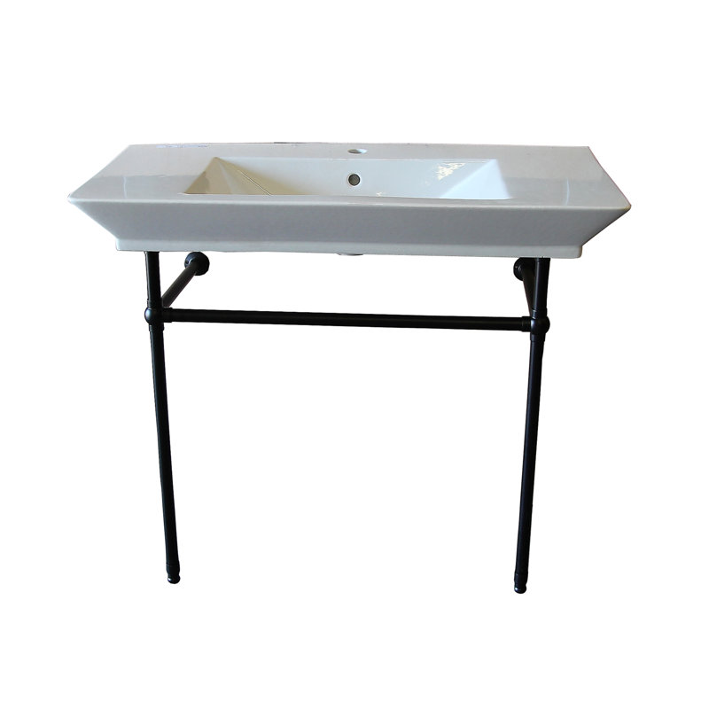 Barclay 19.37'' White Fireclay Rectangular Bathroom Sink with Overflow