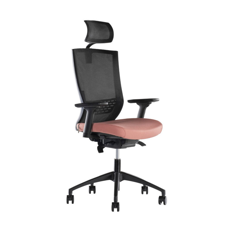 Chaise de travail en polyester avec appui-tête Matthan, Chameau