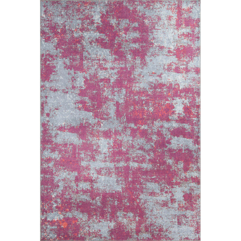 Tapis décoratif mauve à motif abstrait mauve et gris, Rectangle 9 pi 11 po x 13 pi 2 po